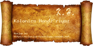 Kolonics Honóriusz névjegykártya